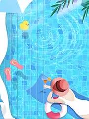 夏日泳池小清新插画海报视频的预览图